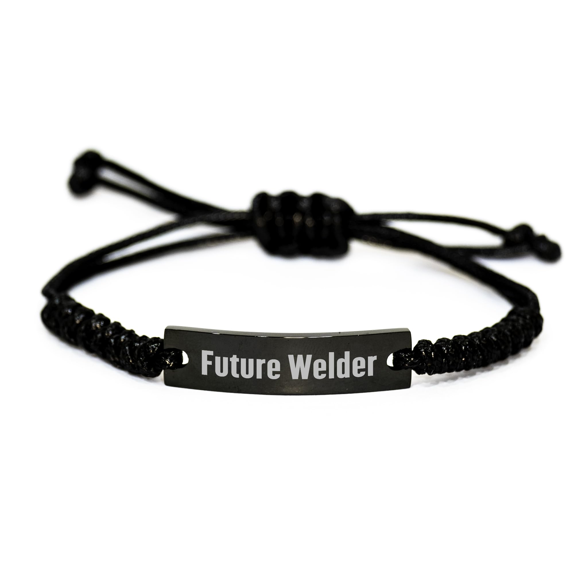 Welder's Heart Rope Gift from Friend, Adjustable Black Stainless Steel with Interlaced Rope, Inspirational Quote for Future Welder on Valentine's, Unique Valentine's Unique Gifts for Him