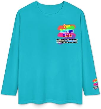 Custom T Shirts, Custom Logo Shirts Personalized Long Sleeve Tee Shirt 2 Sides Design with Logo Text Name Image
