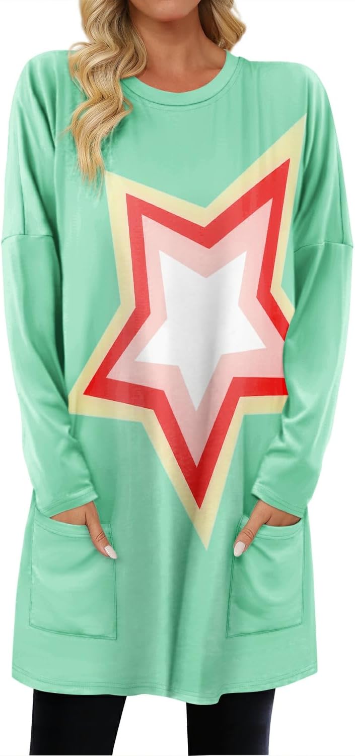 KISSMODA Womens Casual Tunic Tops for Leggings Long Sleeve Fall Shirts with Pockets - Image 2