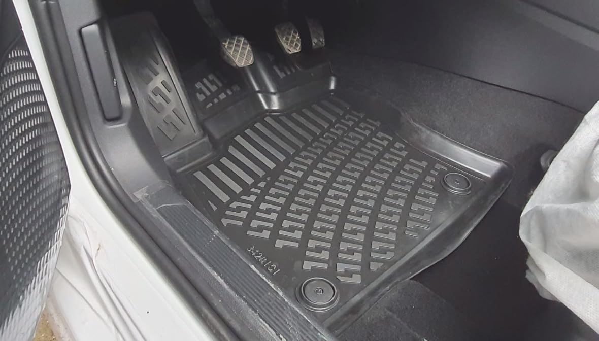 Trimak Dokładnie dopasowane dywaniki samochodowe 3D, kompatybilne z Volkswagenem Golf 8 Manuel od 2020, akcesoria samochodowe, 1. i 2. rząd, dywaniki gumowe, do samochodu, TPE, na każdą pogodę
