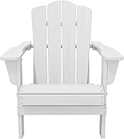 Vista 252 de KINGYES - Silla Adirondack plegable, sillas de patio de polietileno de alta densidad para todo tipo de clima, silla de césped con textura de madera