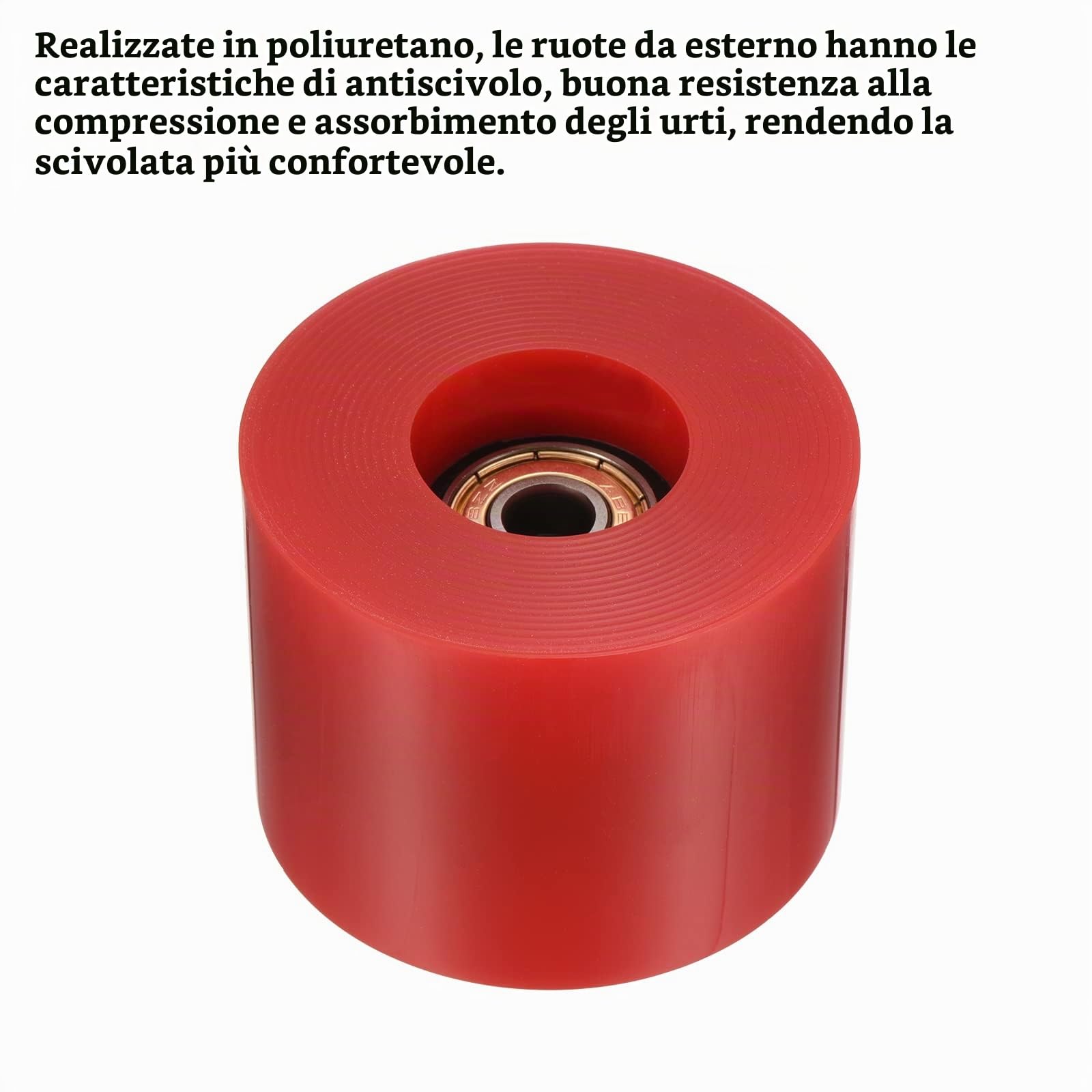 PATIKIL 4pz 60mm Skateboard Ruote con Cuscinetti ABEC-11 Rosso Oro | Street Ruote per Skateboard Cruiser Ruote Sostituzione 80A