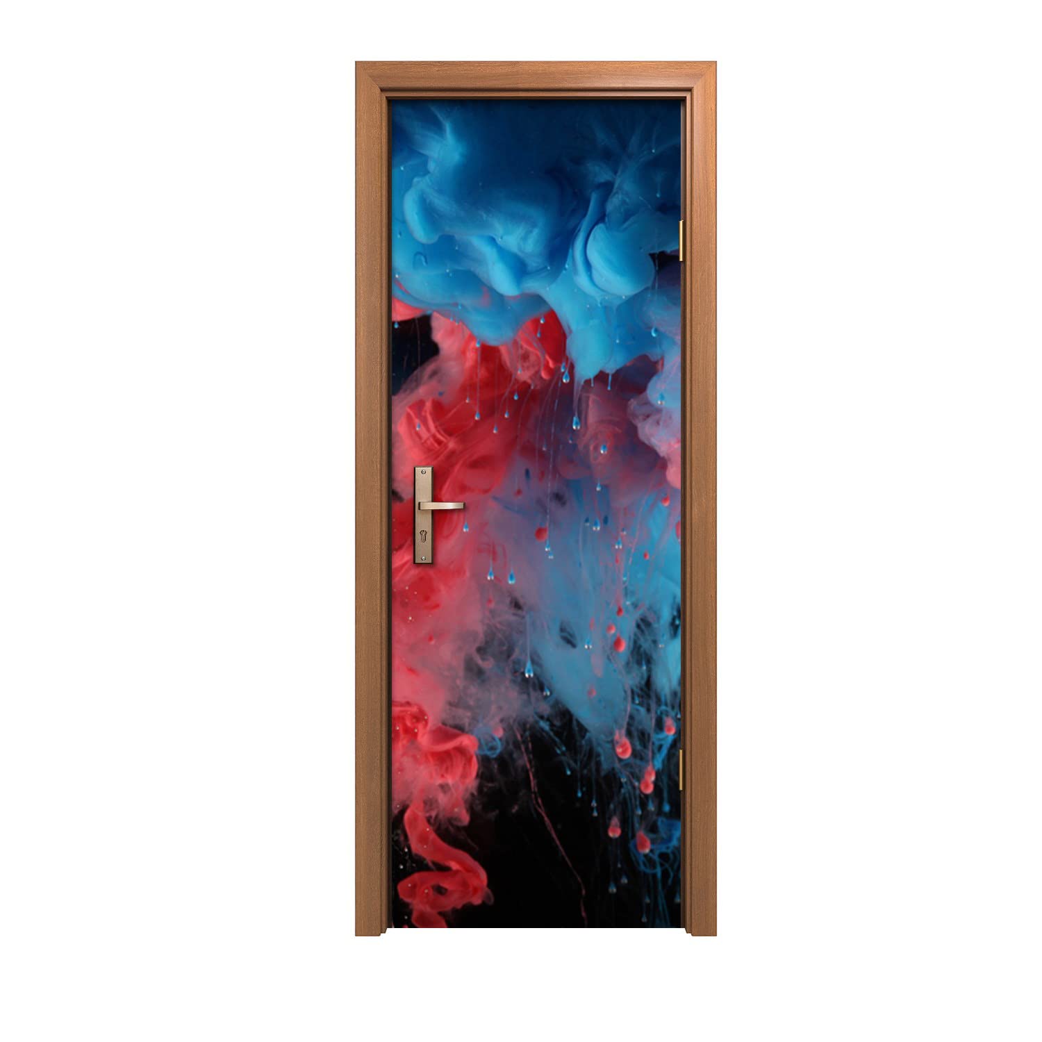 Rénover une porte abîmée avec l'autocollant de porte nuages colorés