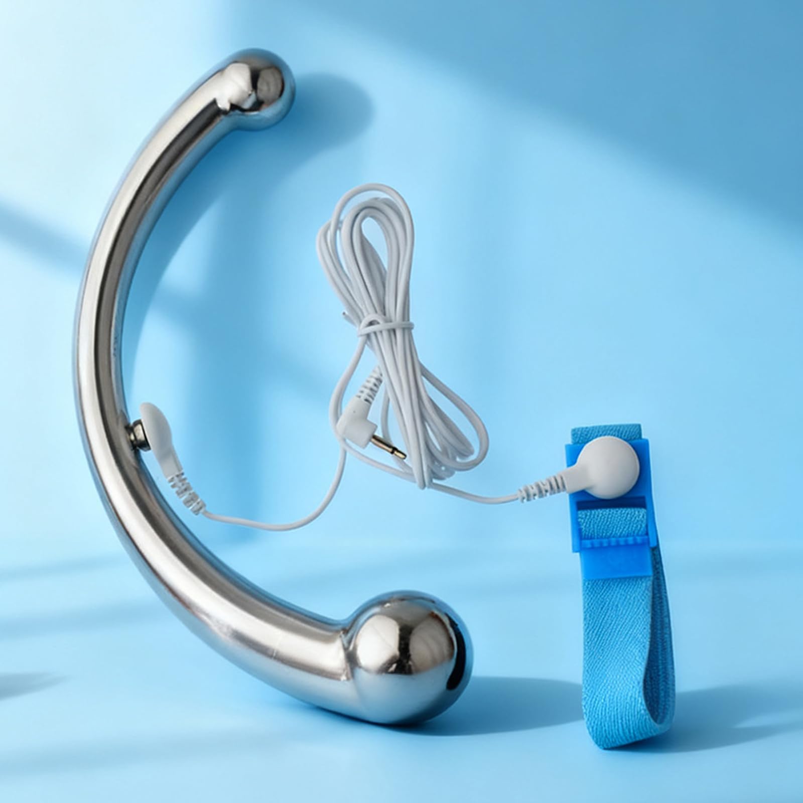 AMAZBEE Plug anali elettrici per il massaggio della prostata e del punto G Dildo a doppia testa in acciaio inossidabile Plug anali con stimolazione elettrica per uomini, donne e coppie (S,1)