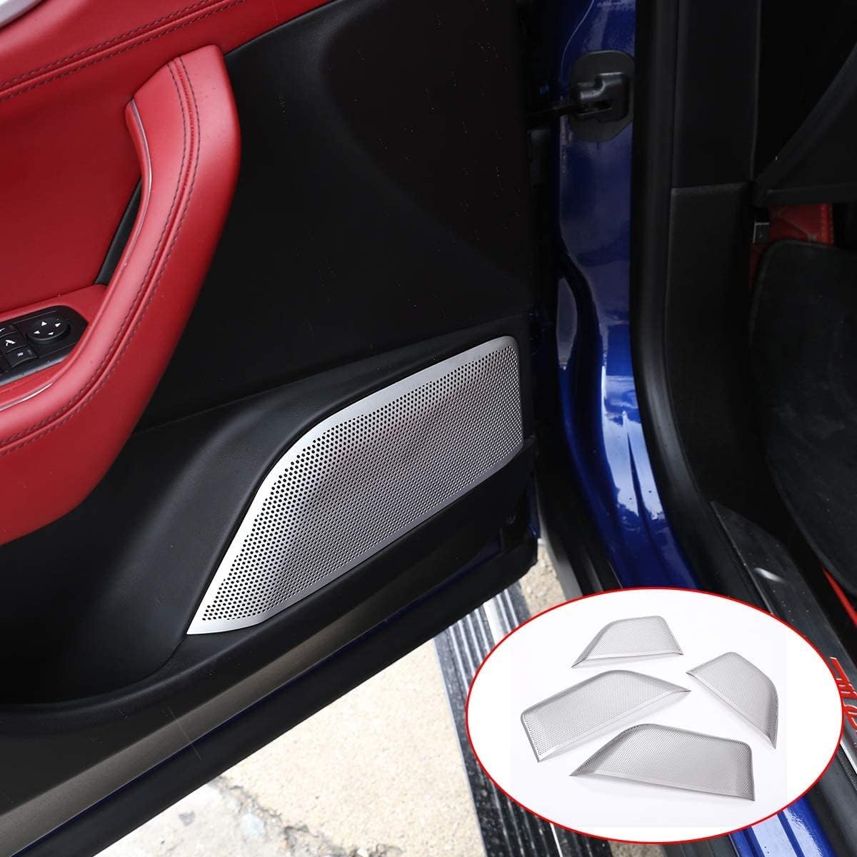 Aluminum Alloy for Maserati Levante 2016 2017 2018 Car Styling Door Speaker Cover Trim Accessories 4pcs