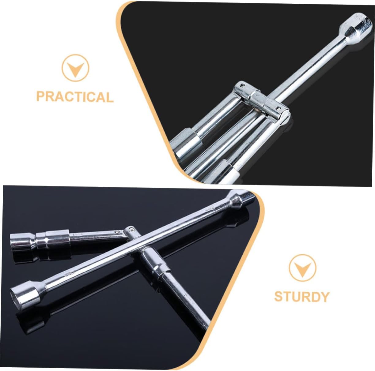 PRETYZOOM Way Folding Lug Wrench for Tire Repair Durable Car Tire Wrench with Ergonomic Grip Portable Design for Easy Maintenance and Versatile Use for Roadside Assistance