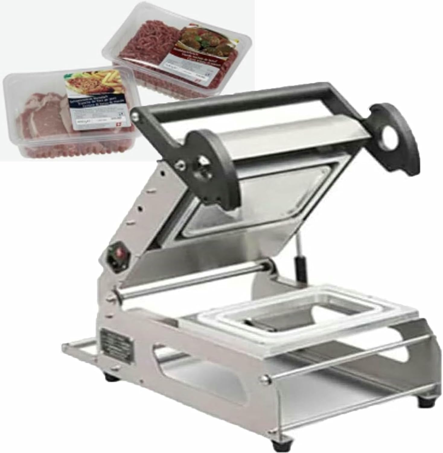 Commercial Food Tray Heat Sealing Machine, Takeaway Box Food Container Tray Sealer for Steak Cooked Foods, 7~8 Times/Minute