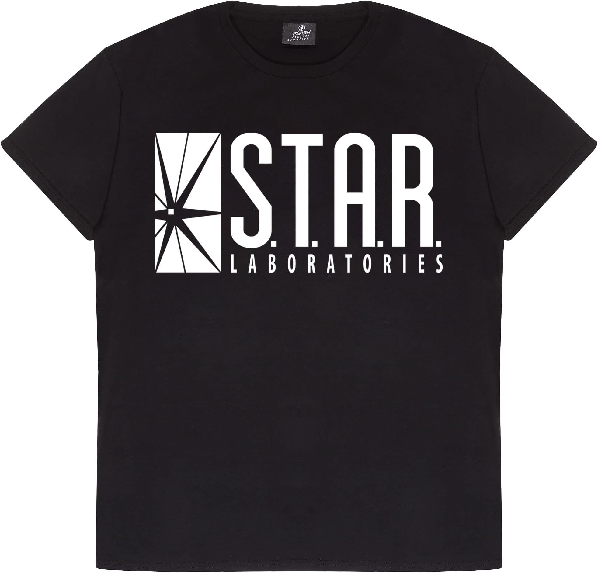 Popgear womens Dc Comics the Flash Star Labs Logo Women's Boyfriend Fit T-shirt Black fashion-t-shirts