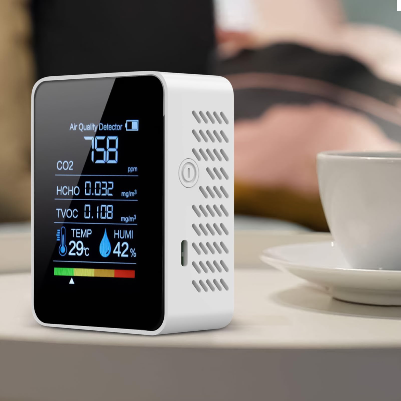 Luftqualitätsmesser - 9x4x7cm Digitaler Luftsensor, Kompakterkennungsvorrichtung | WiFi-Aktiva-Analysator, Eingebauter Datenlogger, Präziser Innenverschmutzung Monitor, Perfekt Zum Wachstum Von Kohlen
