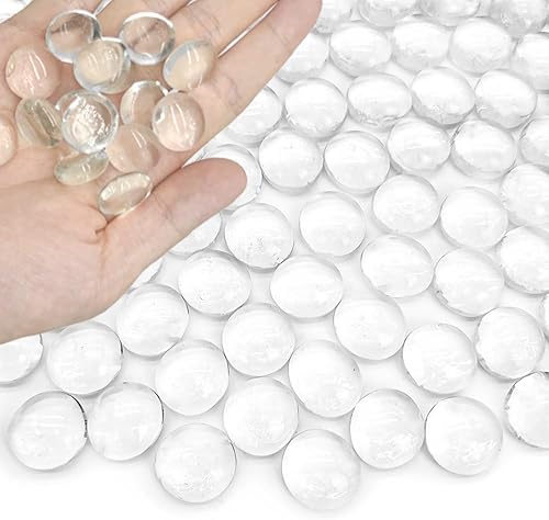 HappyFiller Cuentas de vidrio transparente de 5 libras para jarrón, piedras preciosas de mármol de vidrio para rellenos de jarrón, parte superior