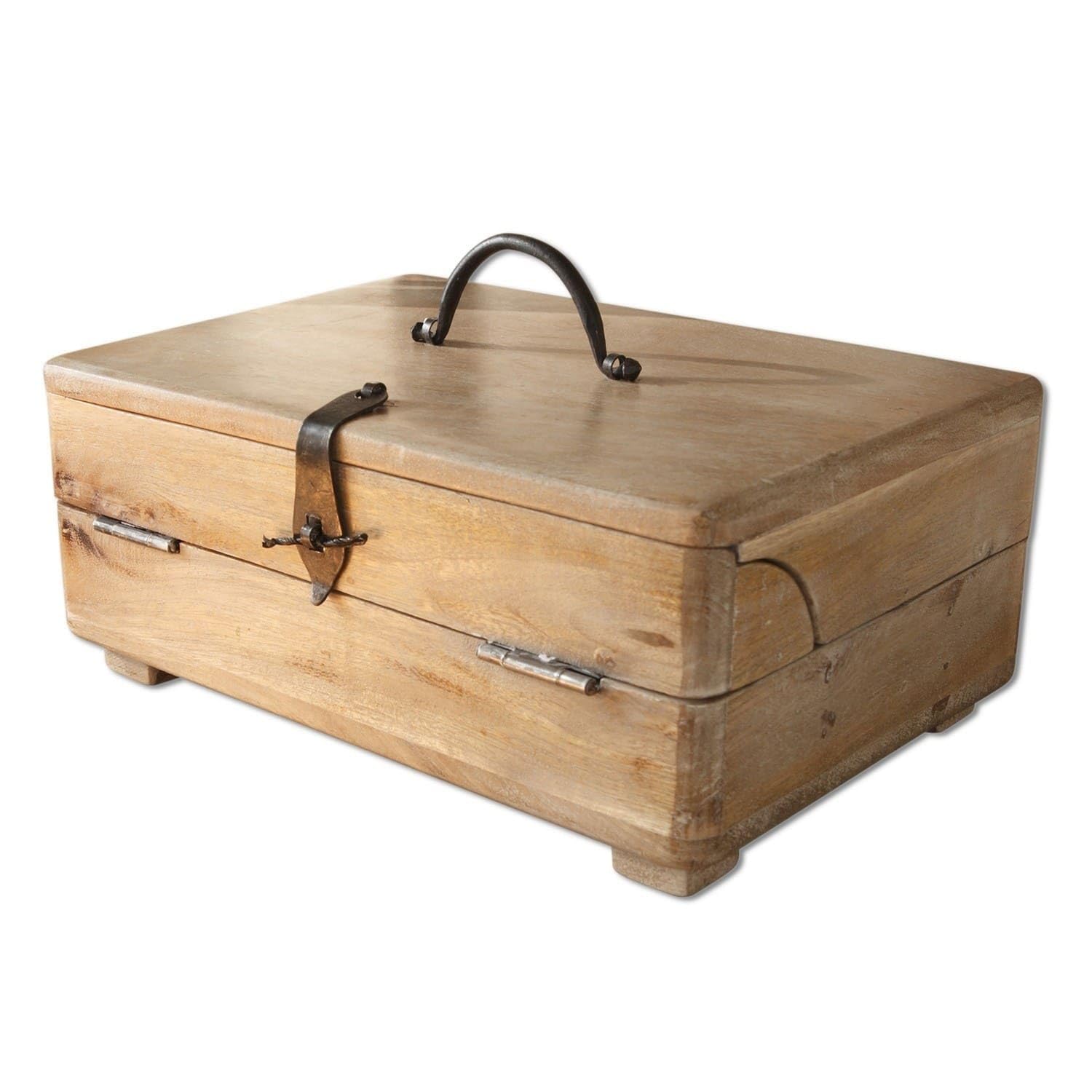 Loberon Tischsekretär Didier, Charmanter Vintage-Look, Handbearbeitet, Nostalgische Box, Aufbewahrung, Organizer, Mangoholz, Eisen, braun