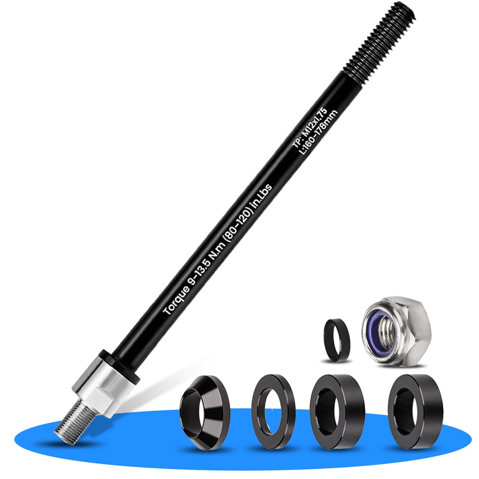 Steckachse Für Fahrradanhänger – Verstellbar Von 160-178 Mm, M12 X 1.5/1.75