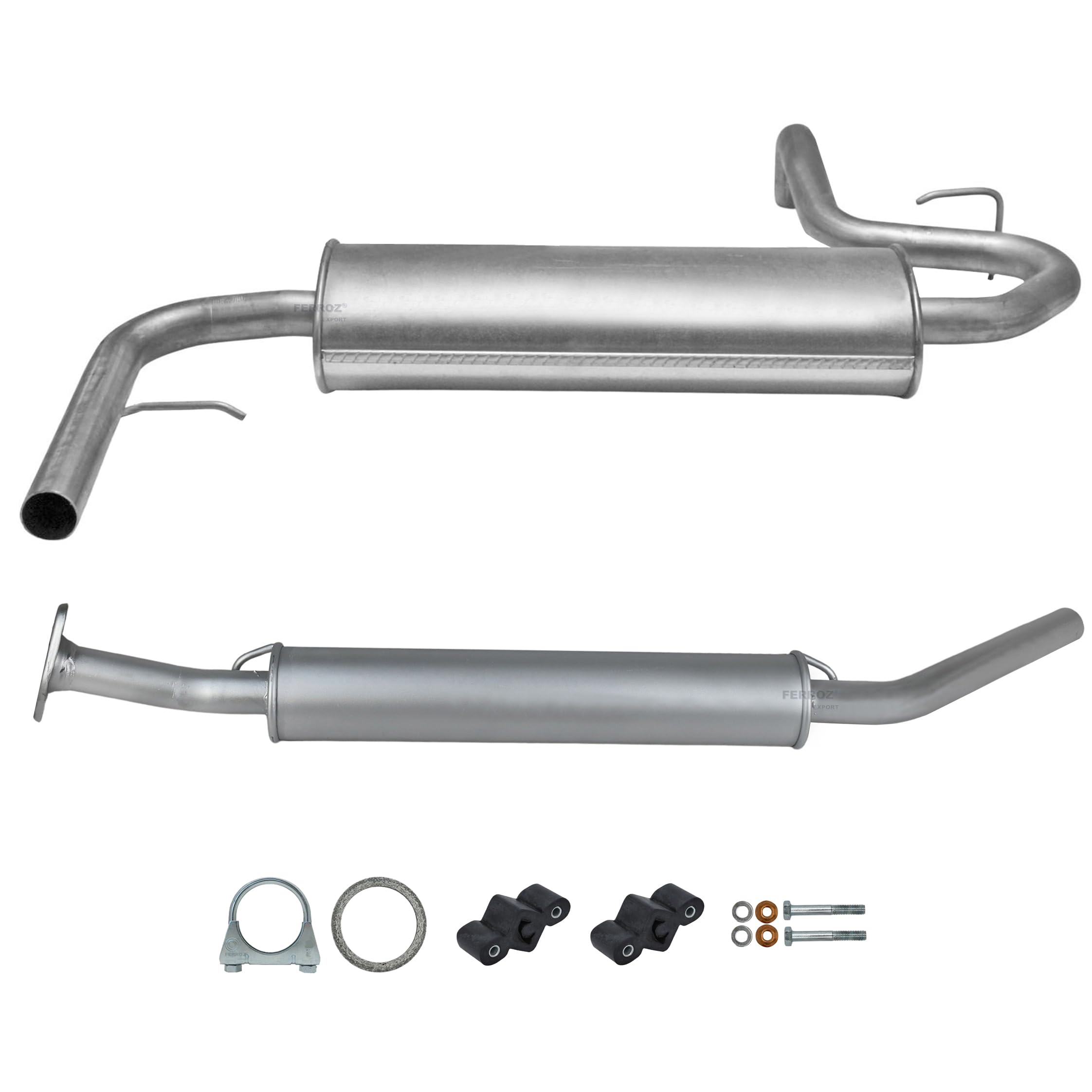 Ferroz Export Système d'échappement de rechange pour Lada Niva (2121) 1.7 4x4 à partir de 1996 - Échappement complet avec kit de montage.