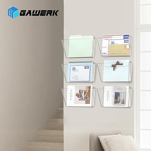 Miniatura 6 de Soporte de archivo de plástico acrílico transparente, para colgar en la pared, para oficina y hogar (transparente, paquete de 3)