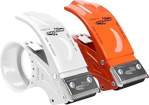 PROSUN - Paquete de 2 pistolas dispensadoras de cinta de embalaje de metal dispensadores de cinta de 2 pulgadas de anchonúcleo de papel interior de