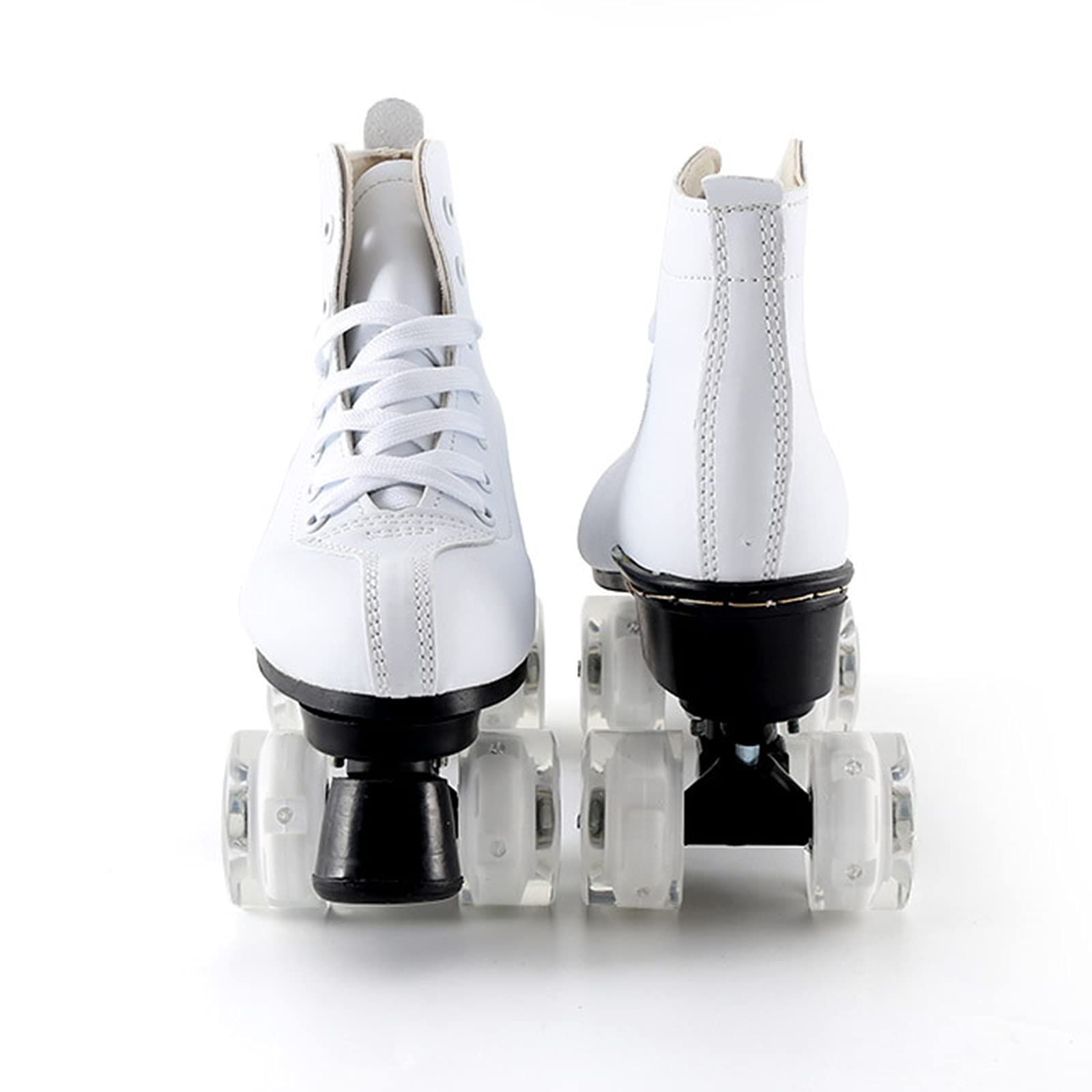 Rollers Quad avec Roues PU Résistantes à l'usure, Patins à roulettes Classiques High-Top Artistique pour Enfants Débutants Filles Garçons, Adultes, Hommes et Femmes,Blanc,EU35/ UK3