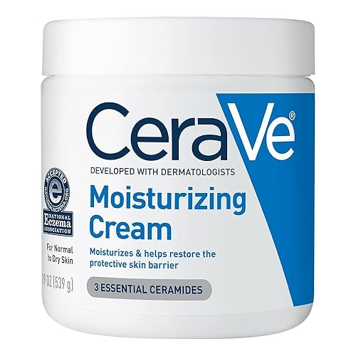 CeraVe Moisturizing Cream, Body and Face Moisturizer for Dry Skin, Body Cream with Hyaluronic Acid and Ceramides, Daily Moisturizer, Oil-Free, Fragrance Free, Non-Comedogenic, 19 Ounce