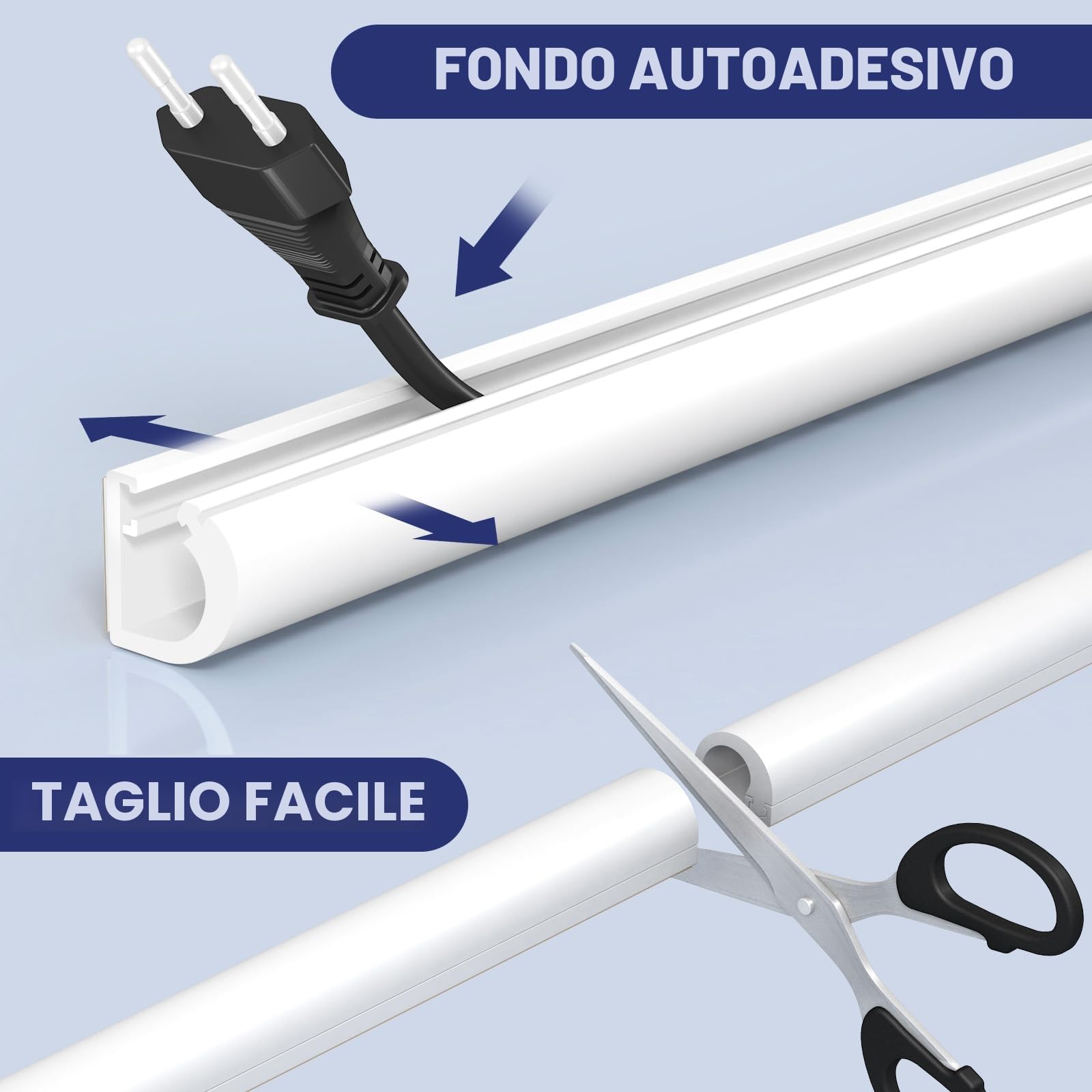 Canalina Passacavi Adesiva Da 2-Meter, Canalina Passacavi Muro Copricorda In Pc Morbido, Canaline Passacavi Da Muro Adesive, Per Home Ufficio, 10mm (w) x 10mm (h), Bianco
