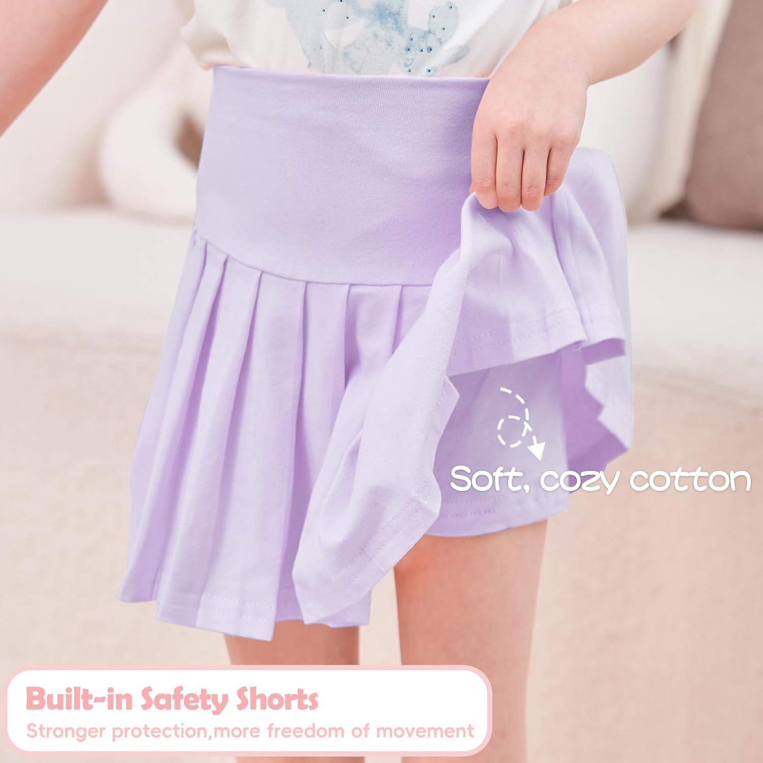 Neutocd Toddler Baby Girls Skirts Skorts Elastic High Waist Plain Pleated Skirts for Girls Running Sports Tennis Skater Skirt - Image 4