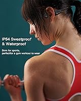 Vista 3 de Auriculares de conducción ósea Bluetooth 5.0, auriculares inalámbricos de oreja abierta con micrófono integrado, auriculares impermeables