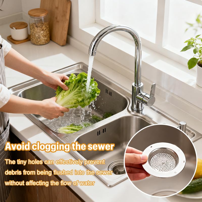 Colador para fregadero de cocina doble capa acero 4.5" miniatura 5