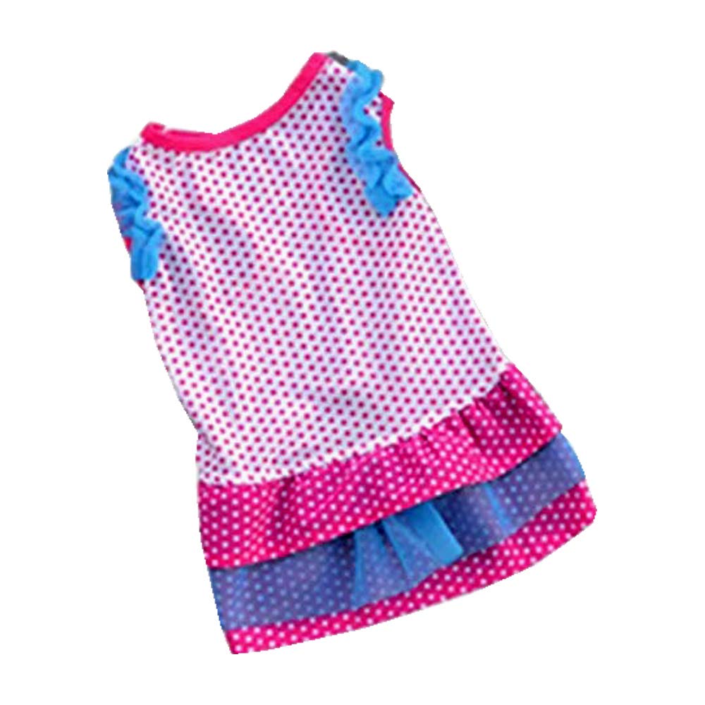 KUTKUT Female Pet Dog One Piece Polka Dot Print Dresses with 3-Tier Ruffle Pleated Skirts for Small Dogs Shihtzu, Maltese, ToyPoodle (Size: L, Chest: 45cm, Length: 35cm) (B09642S7R7) Amazon Price History, Amazon Price Tracker