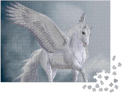 Miniatura 2 de Marvelous White Pegasus 3D Ilustración - El Pegasus Hor... Rompecabezas de rompecabezas con 1000 piezas