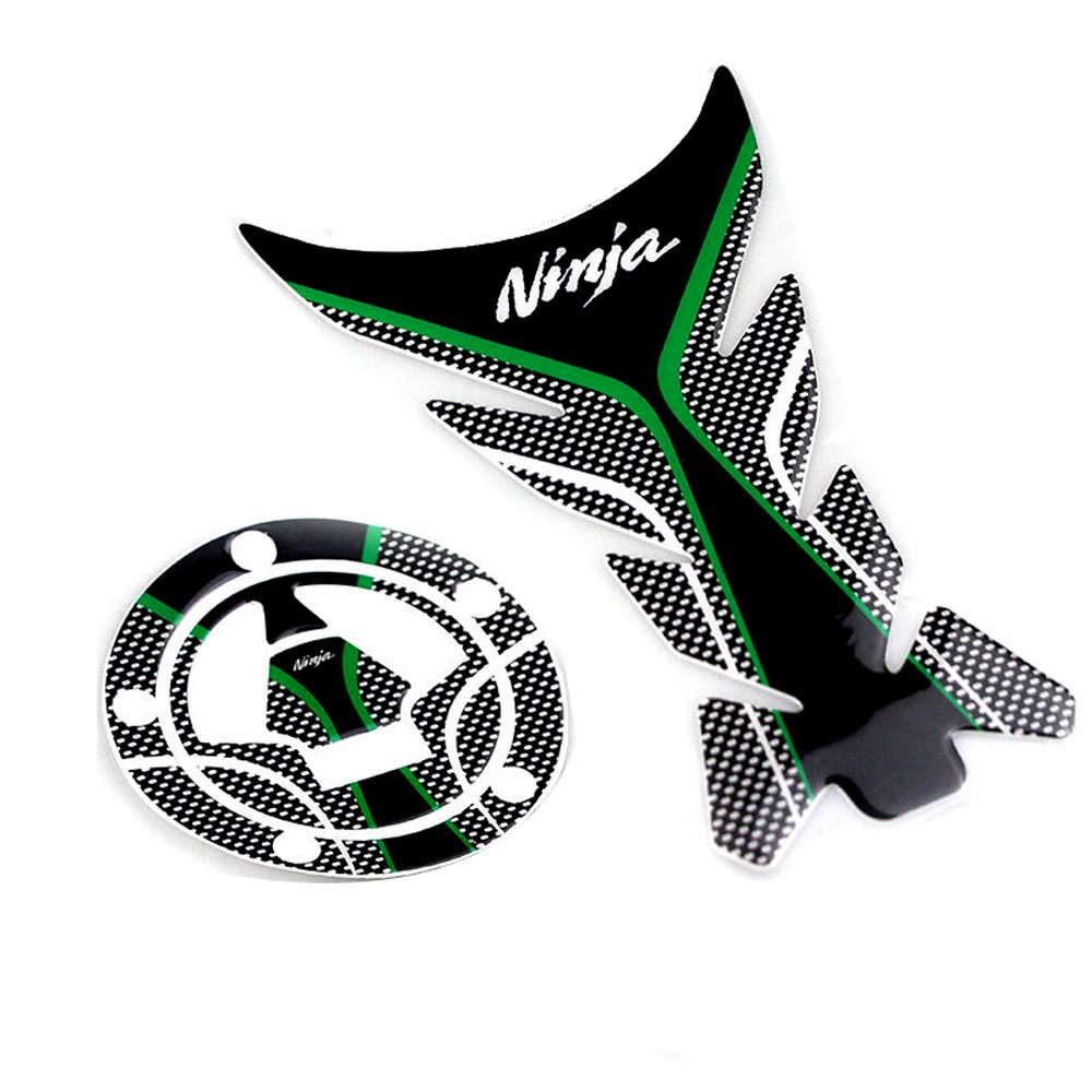 Reflective Logo Gas Tank Pad & Cap Cover Kit For Kawasaki Ninja ZX