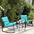 Greesum 3 Pieces Rocking Wicker Bistro Set, Patio Outdoor Furniture Conversation Sets with Porch Chairs and Glass Coffee Table, Blue