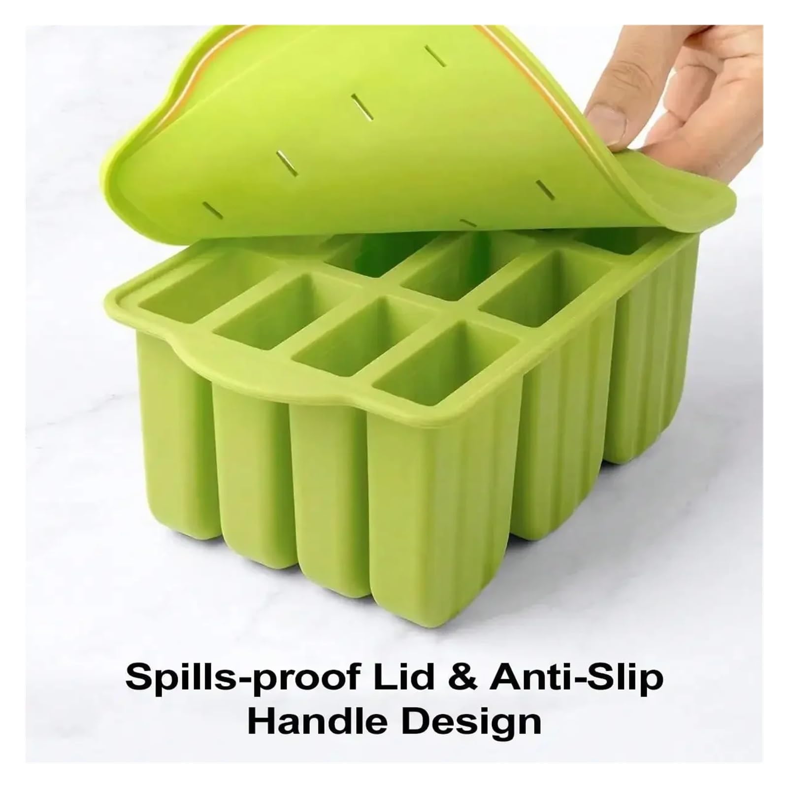 Moldes Helados Herramientas for helados de verano con palitos madera, moldes silicona for paletas, accesorios cocina, refrigerios for saciar la sed(Green A)