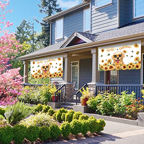 Senseven Hello Sunshine Sunflower Flag 3X5 Ft, Spring Summer Sunflower Golden Retriever Dog Flag, Summer Fall Floral Dog Holiday Flag With Brass Grommets For Yard Porch Outdoor Decor #TOP2