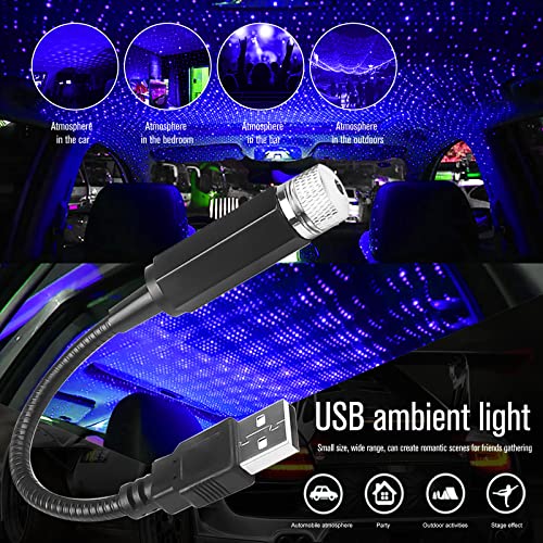 Haiseca Usb Star Night Light, Sync Music Adjustable Car Roof Light Blue Color 5V Portable Interior Led Lights For Car Decor,Ceiling, Bedroom,Party. (Blue) #TOP1