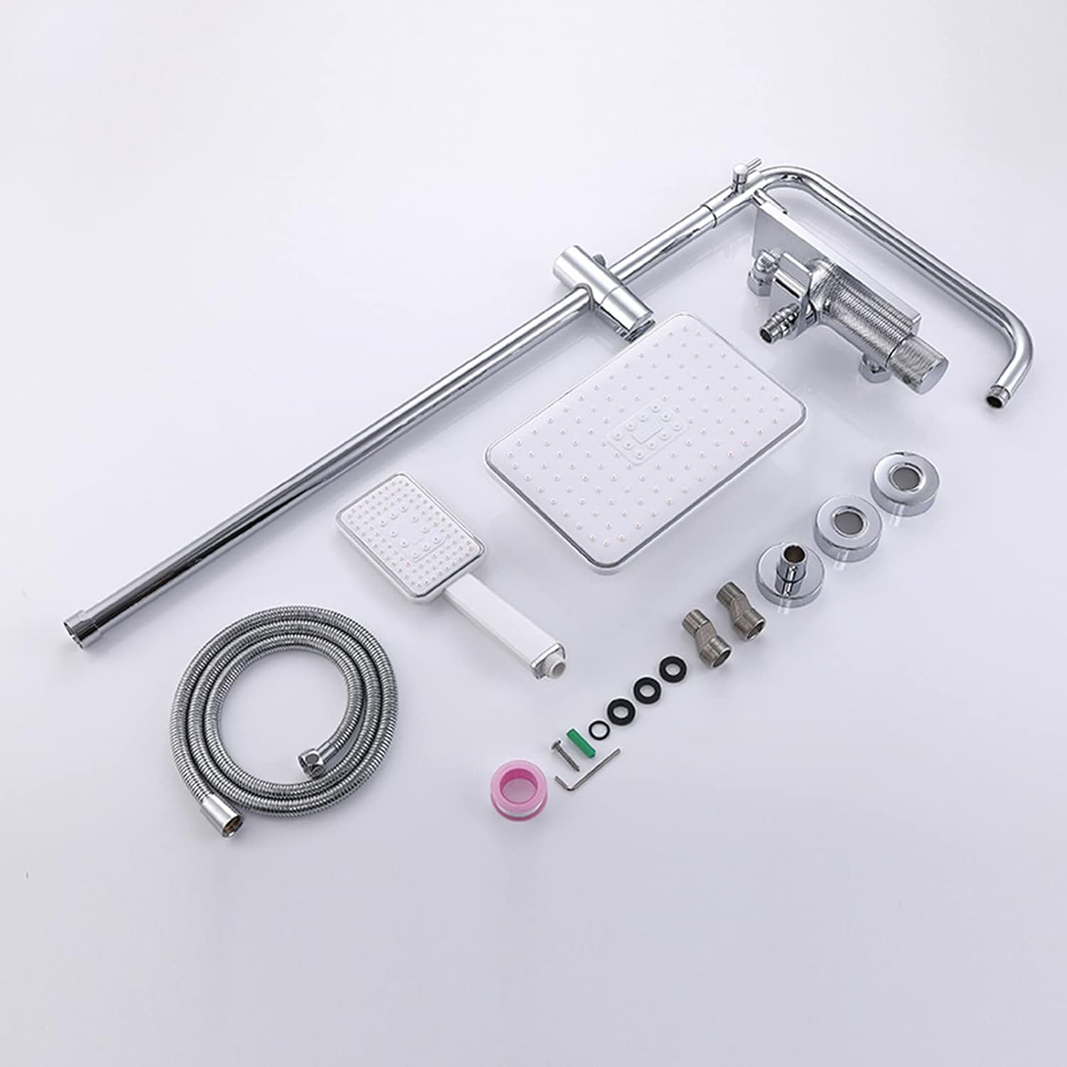 Shower System with Waterfall Tub Spout Wall Mounted Shower Faucet Set for Bathroom with High Pressure 9"" Rain Shower Head and Handheld Shower Head,Chrome Finish