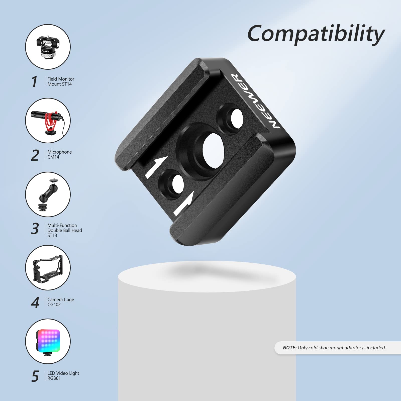 NEEWER Mini Adaptateur de Montage pour Chaussure Froide 1/4
