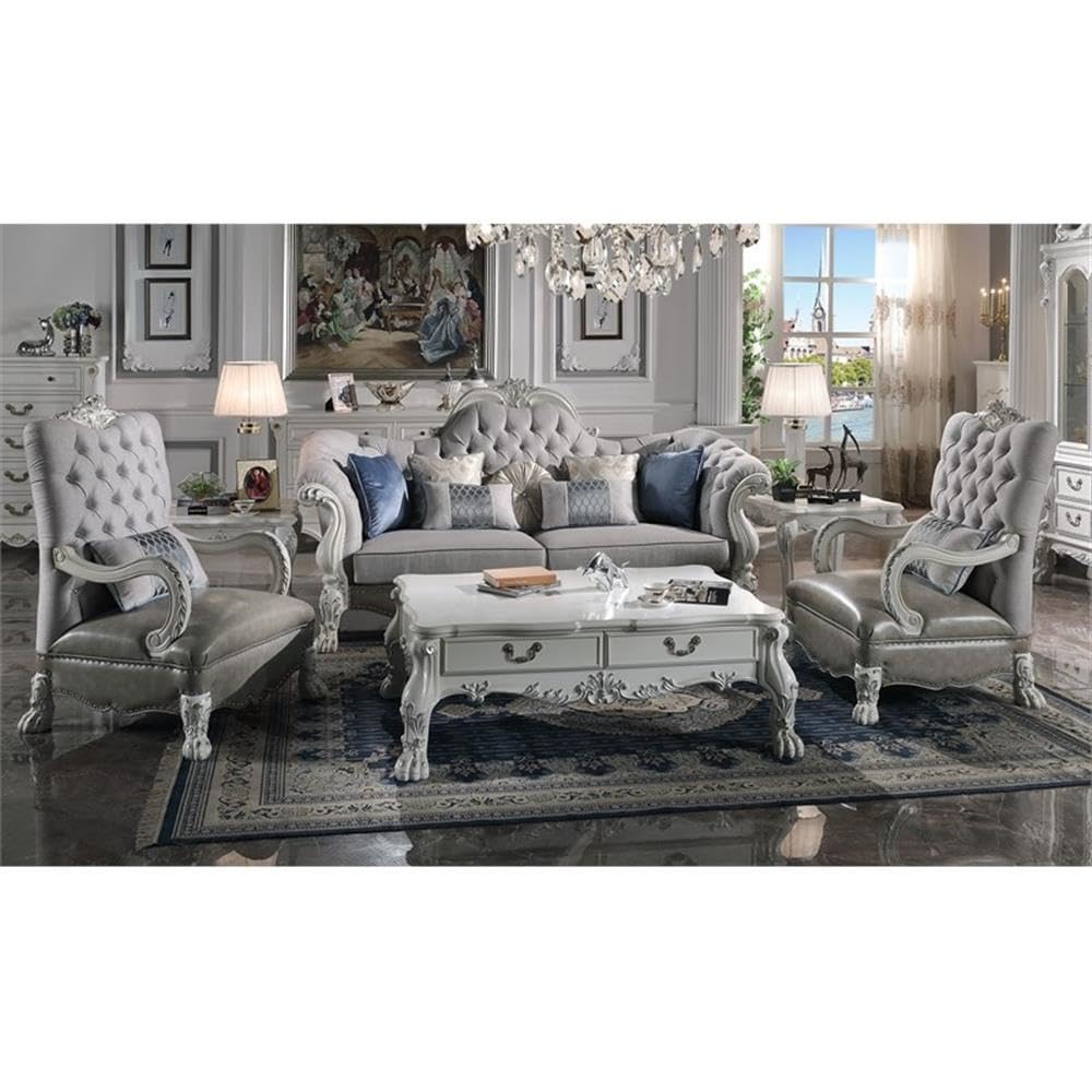 Amazon.com: Acme Dresden Sofa with 7 Pillows in Bone White : Home