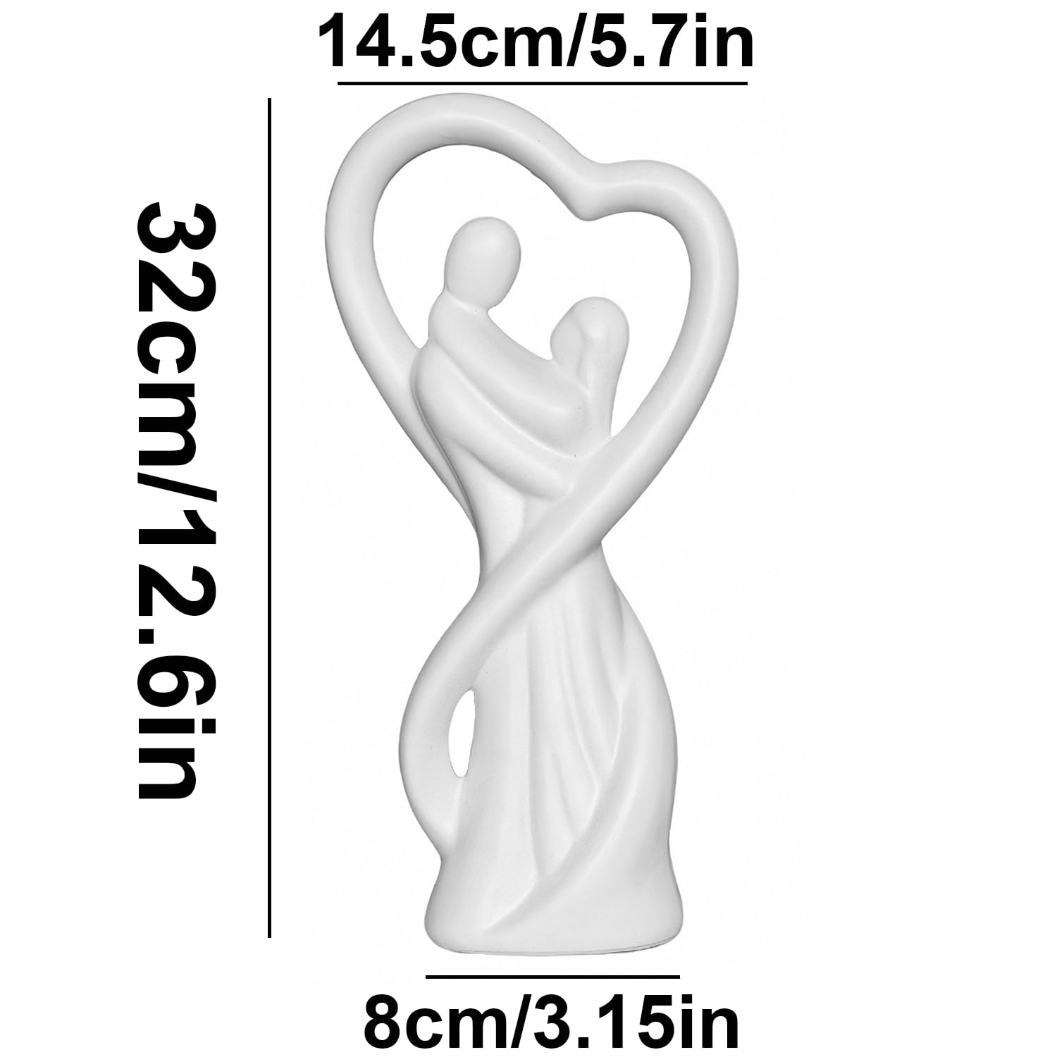 Scultura Romantica in Ceramica Bianca, Statuette Decorative Casa, Soprammobili Moderni, Regalo Sposi, Arredo Moderno - Regalo Anniversario Matrimonio Figure