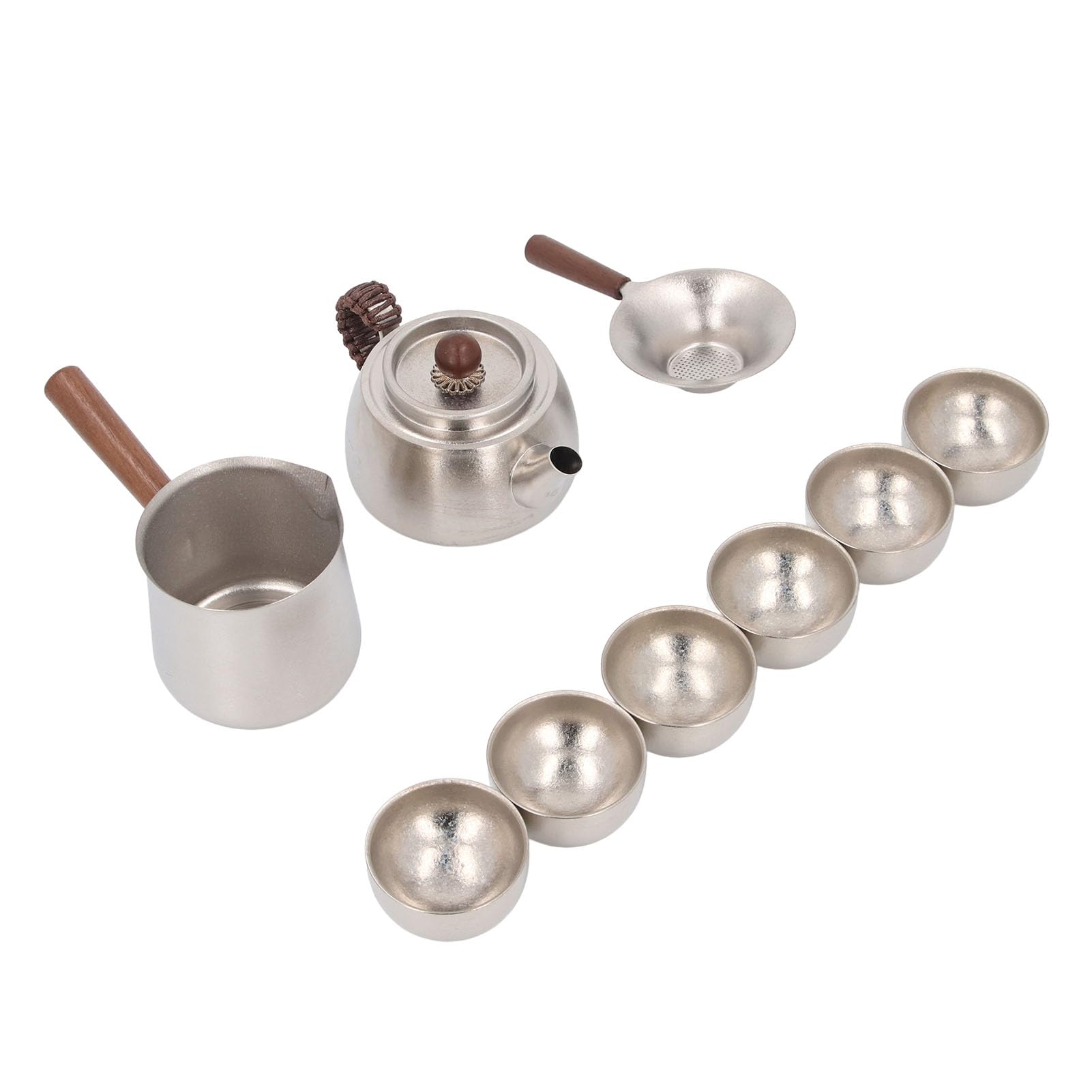 Set teiera Ti con tazze da tè da 45 ml, tazza da portata da 350 ml, teiera termica da 350 ml, filtro, manico antiruggine e resistente al calore per l'home office