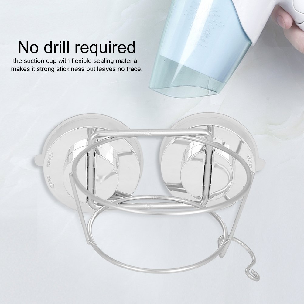 nobrands Samfox Hair Dryer Holder, Stainless Steel Suction Cup Wall-Mounted Hair Dryer Holder Stand Hanging Rack for Home Bathroom - Image 3
