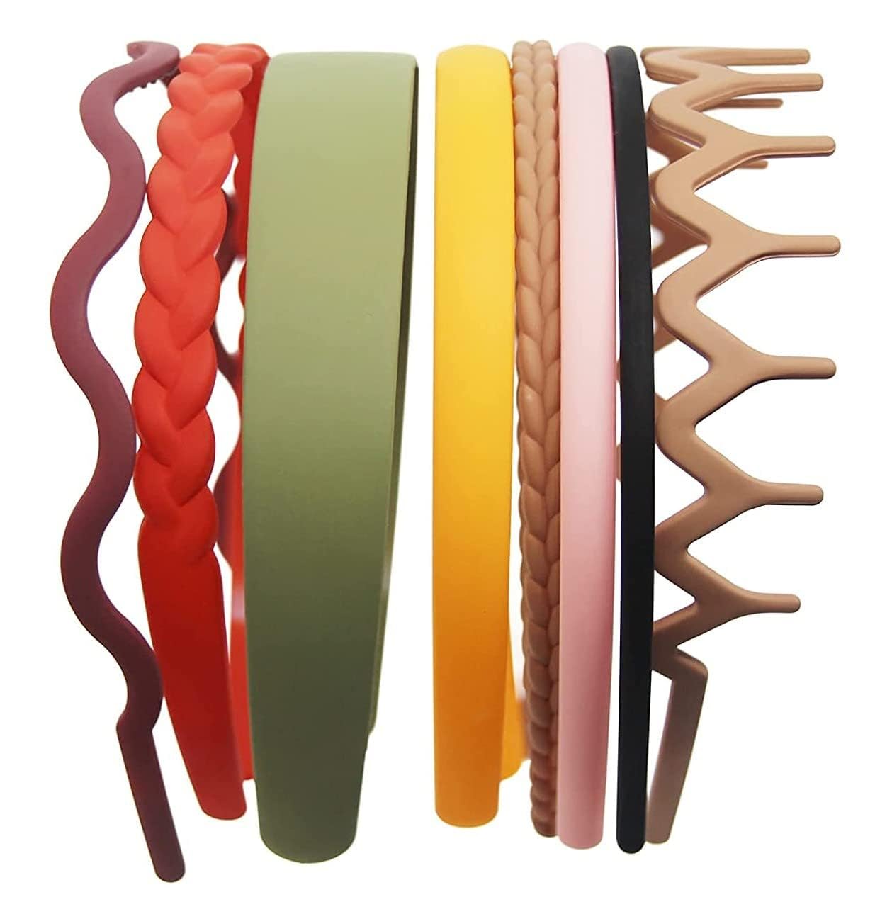 H-Style Store Fashion Plastic Elastic Hair Comb teeth Headband for Women & Girls - Multicolor (Pack of 8 Pcs)-image-14
