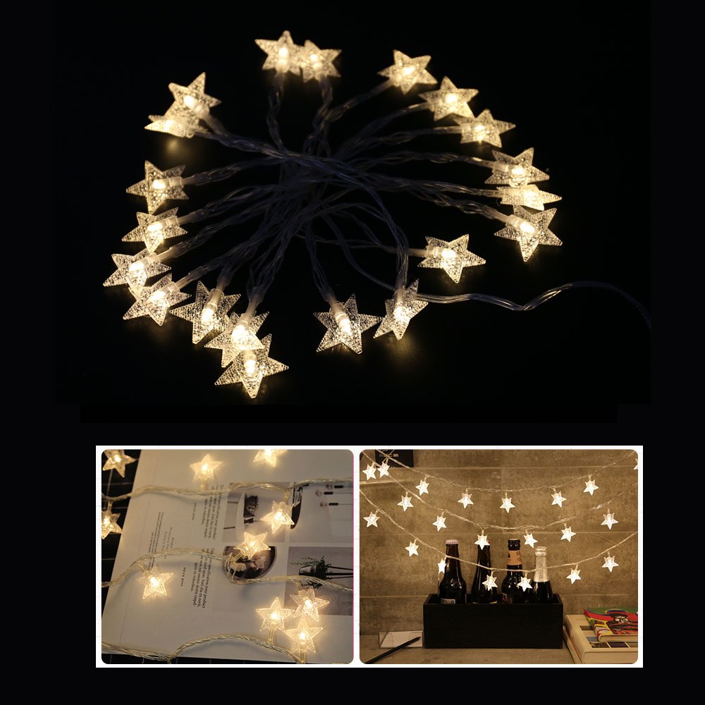 HANCLLED Fairy String Lights 3M 20LED Star LED String Lights USB Powered Warm White Star Lights for Party Festival Christmas Decoration Lighting [Warm White]