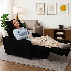 Poltrona Graça Cadeira Papai Mamãe Idoso Reclinável E Retrátil Preto