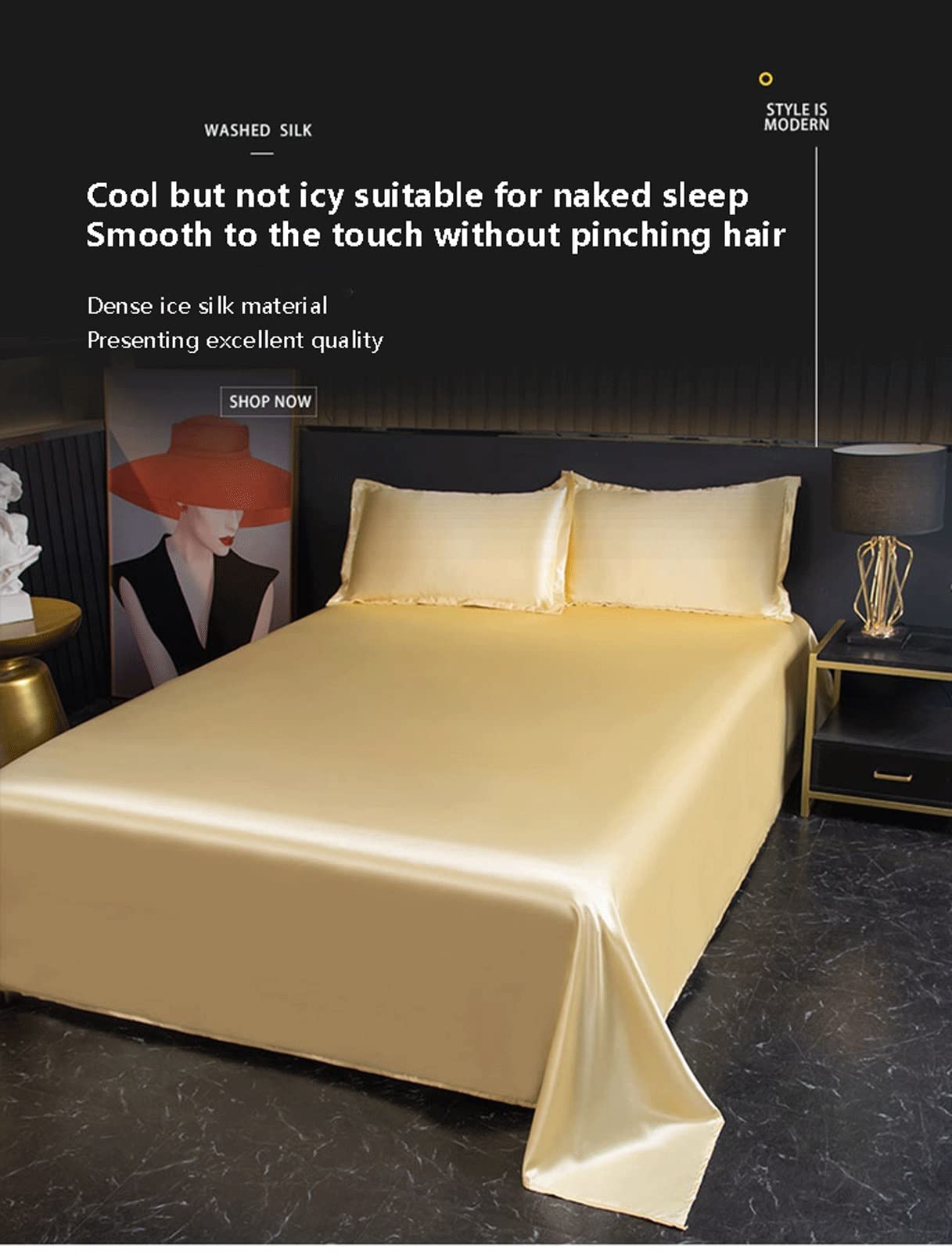 Sábana plana de satén, 120 x 230 cm, 180 x 230 cm, 230 x 250 cm, sábana plana de microfibra suave, transpirable (color: Noble Black, tamaño: Flat Sheet 180 x 230 cm)