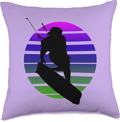 Miniatura 4 de Kitesurfing Female Rider Silhouette Retro Sunset 7 Throw Pillow, 16x16, Multicolor