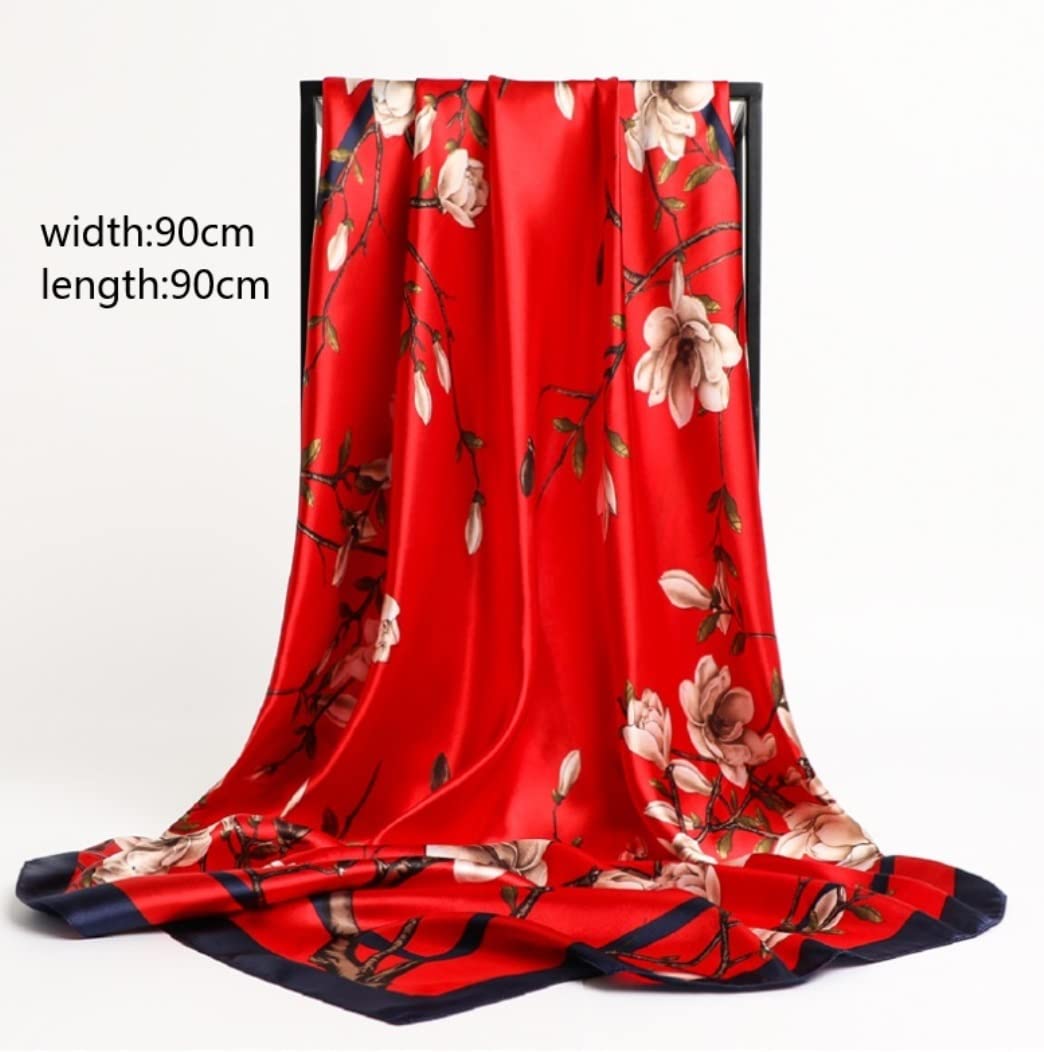 Szaliki Szalik Szale Szaliki Szal Miękki Lekki Kwadratowy Jedwabny Szal Plum Bossom Print Szal Prezent Szal Ciepły Chusty (Blue : Schwarz, Size : 90 * 90cm)