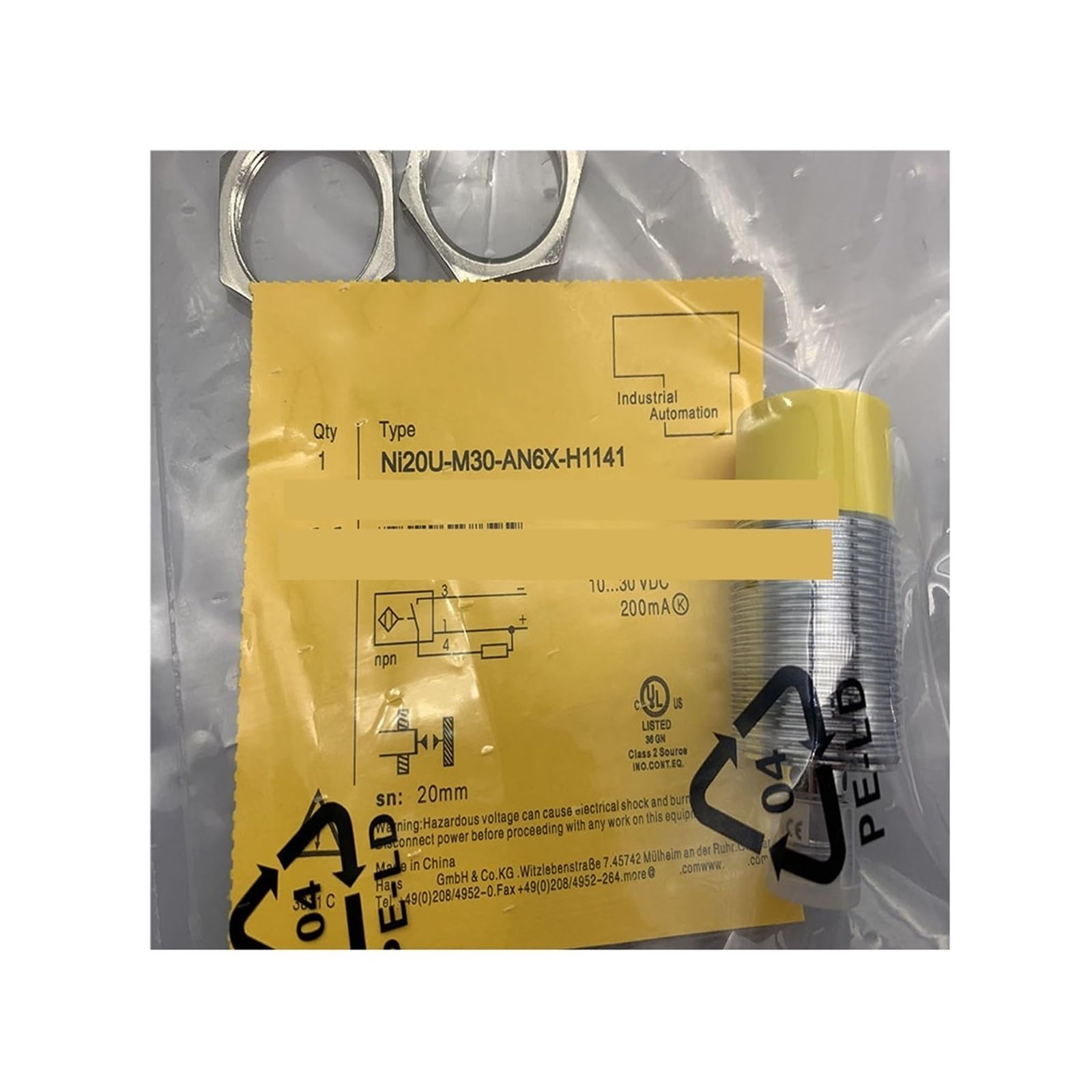 Capteur NI20U-M30-AP6X-H1141 pour détection inductive précise