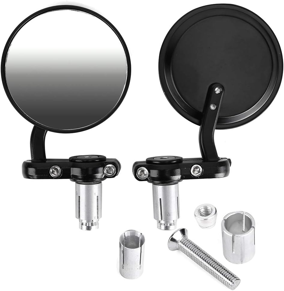 SurePromise One Pair Black Motorcycle Motorbike Scooter Bike Rear View Side Mirrors Universal Bar End Fits 7/8" 22mm Handle Bars