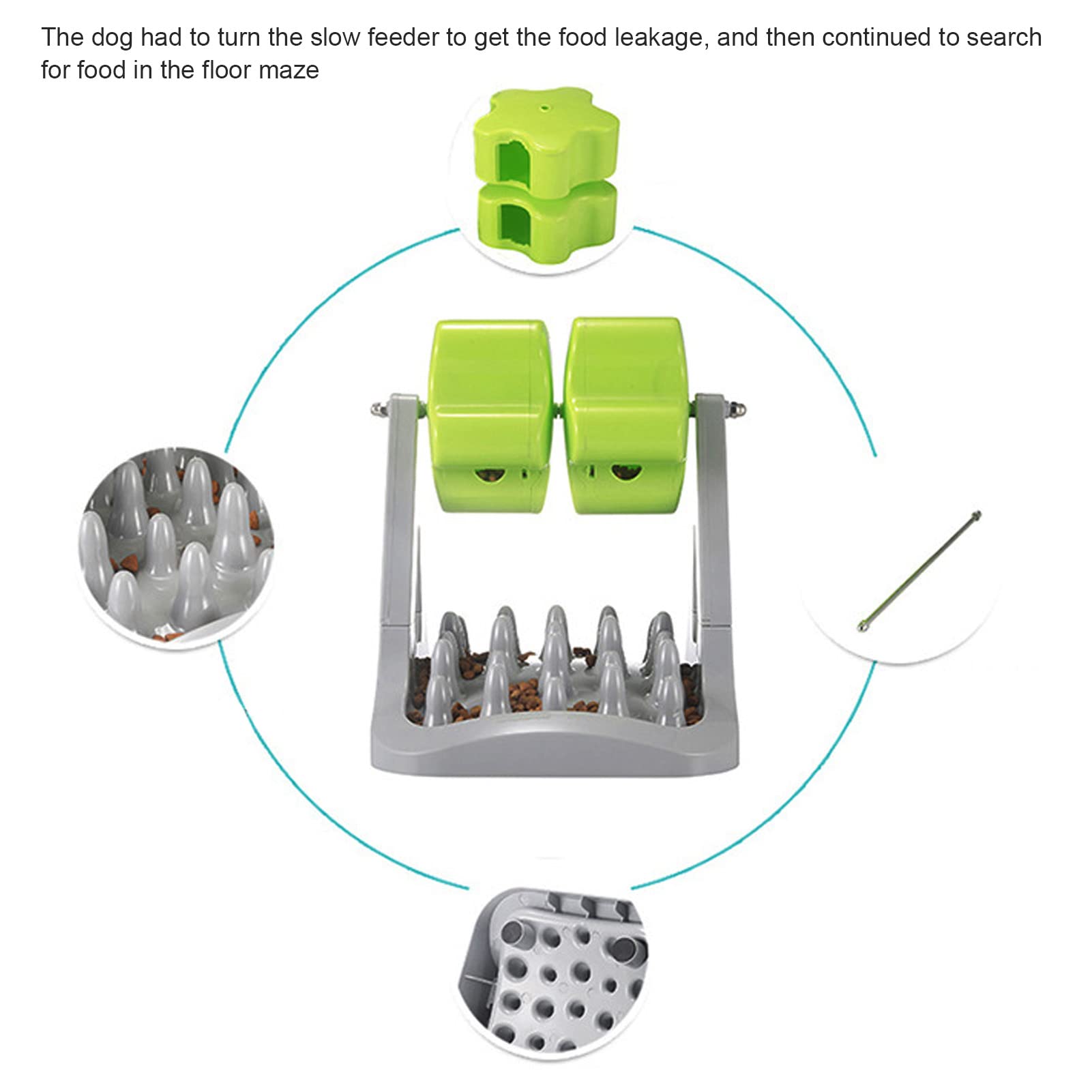 Haustier Slow Feeder, Interactive ABS Hundefutterspender, Behandlungsabgabe -Puzzlespielzeug zum Rollen und fallenden Snacks behandeln