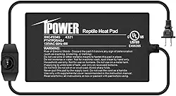 iPower Almofada de aquecimento de répteis de 10 x 18 cm com botão de controle de temperatura ajustável, aquecedor de tanque para terrários e anfíbios