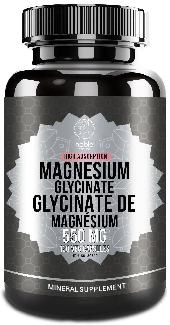 Magnesium Glycinate 550mg | Supports Bone Health, Muscle & Heart Function | High Absorption | 120 Veg Capsules | Dietary Mineral Supplement | 4 Months Supply |