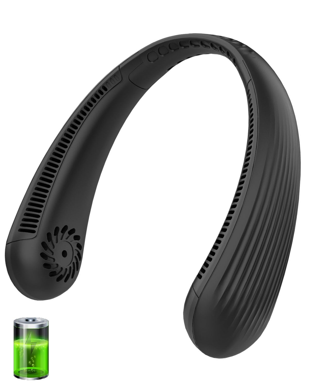 Kouric Ventilatore da Collo Portatile, Cuffie Ventilatore Silenzioso Senza Pale con 3 Velocità USB Ricaricabile, Peso 220g, Design Ergonomico e Confortevole per Ufficio e Studio Concentrazione Totale